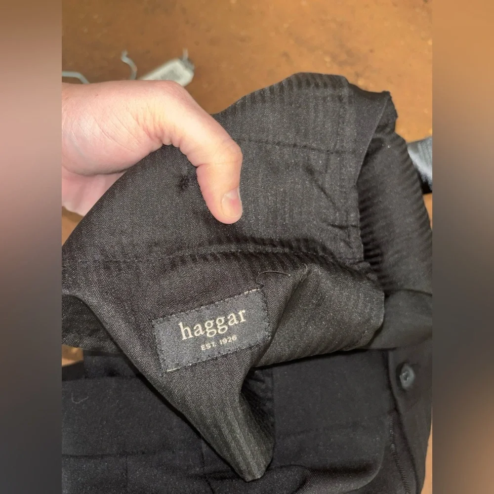 Haggar Black Dress Pants Mens Size 38 Classic Fit Flat Front Work Slacks - Picture 5 of 5